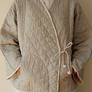 Quilted Kimono Jacket — Black Check • Sustainable Artisan Style